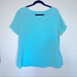 VAN HEUSEN Split Neck Short Sleeve Top